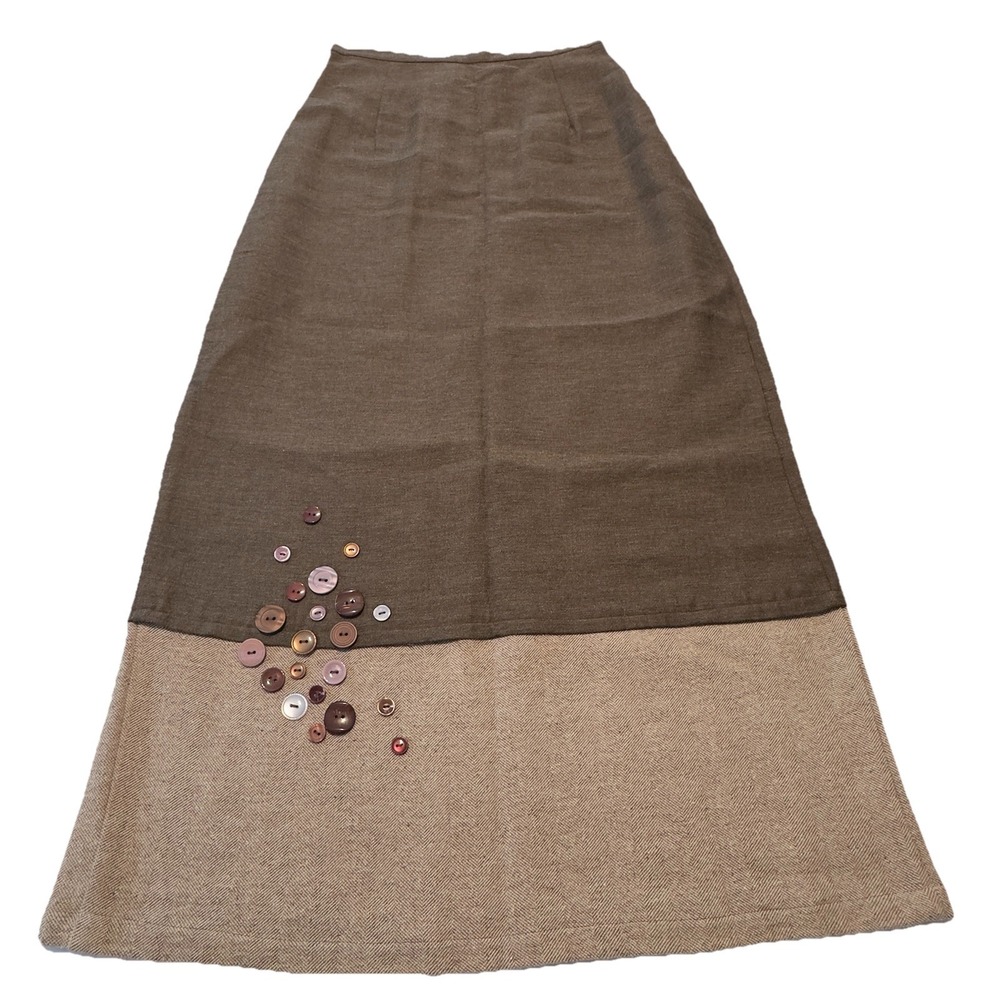 Vtg David Dart Coll. Skirt Women's Medium Wool‎ Blend Button Front Maxi Made USA